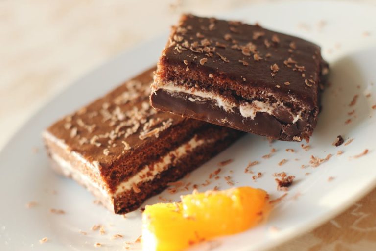 Chocolate brownie in a plate