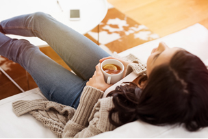 A women having a cold coffee